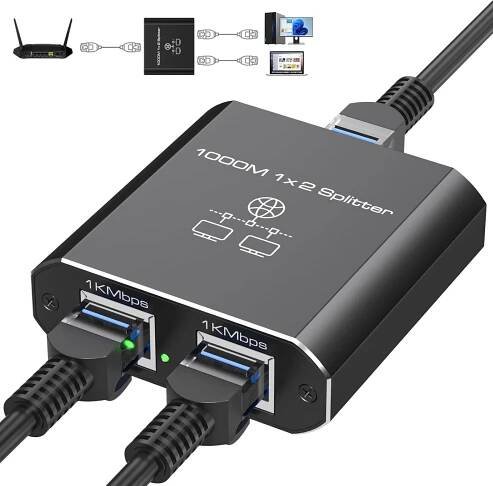 Ethernet splitter 1 na 2 1000Mbps RJ45 rozbočovač