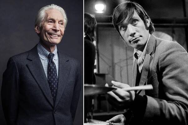 Charlie Watts then and now