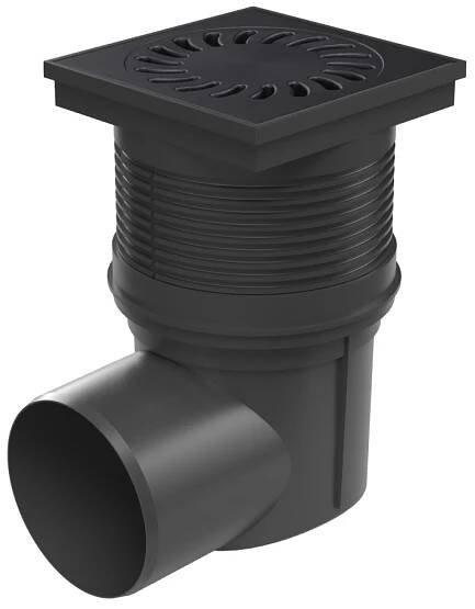 Vpusť kanalizační boční D 110 mm, suchá klapka, plastová mřížka, černá, ENP