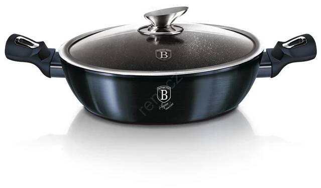 BerlingerHaus - Mělký hrnec s mramorovým povrchem + poklice 28 cm modrá