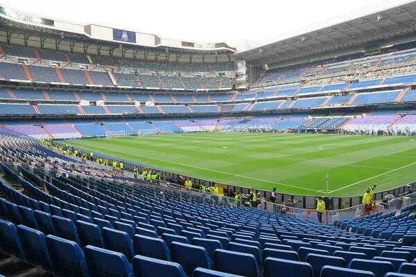 Přehled, stadion Santiago Bernabeu fotbalového klubu Real Madrid, Chamartin, Madrid, Španělsko, Evropa — Stock obrázek