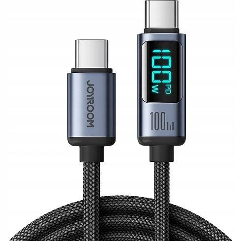 Nabíjecí kabel USB-C/USB-C, Joyroom s LED displejem rychlý 1.2 m 100W PD