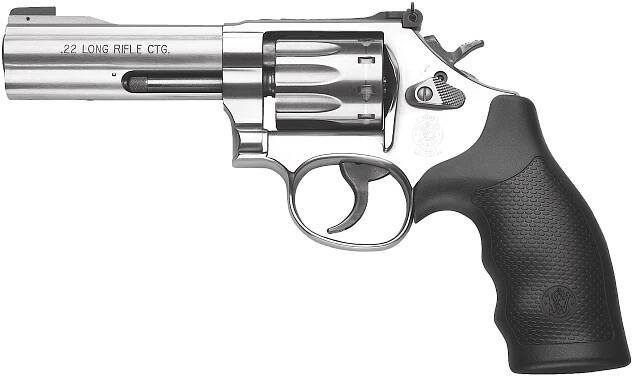 Smith & Wesson 160584 Model 617  22 LR  Stainless Steel 4″ Barrel & 10rd Cylinder  Satin Stainless Steel K-Frame  Black Polymer Grip Internal Lock