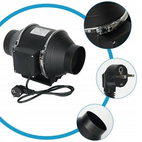 POTRUBNÍ VENTILÁTOR, TICHÝ PRŮMYSLOVÝ ODTAHOVÝ VENTILÁTOR DO GARÁŽE Váha výrobku včetně jednotkového obalu 1.9 kg