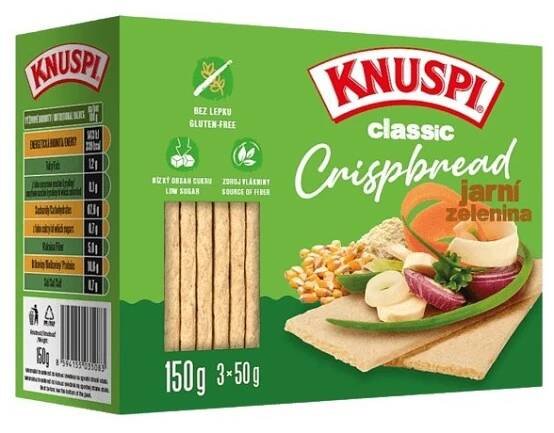 Knuspi Crispbread jarní zelenina křehký plátek