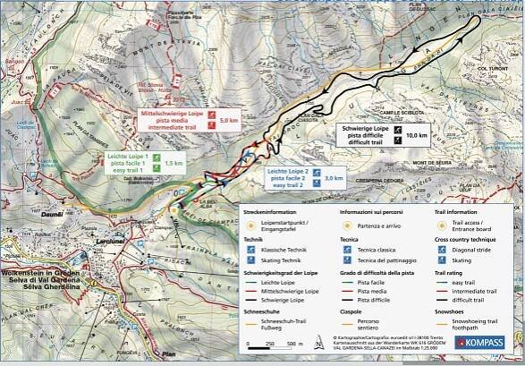 Selva Gardena cross country ski map