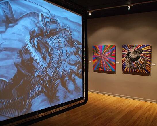 Installation view of 7 Steps Forward 7 Steps back at Finch Lane Gallery