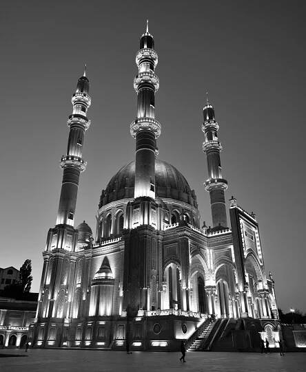 Heydar Mosque in Black and White, Baku, Azerbaijan