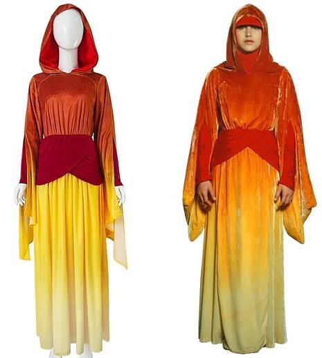 Star Wars Padme Amidala Cosplay Costume Orange Set Medieval Vintage Maria Sister Robe