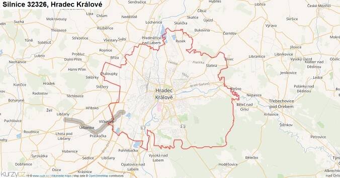 Hradec Králové, Silnice 32326 - Mapa