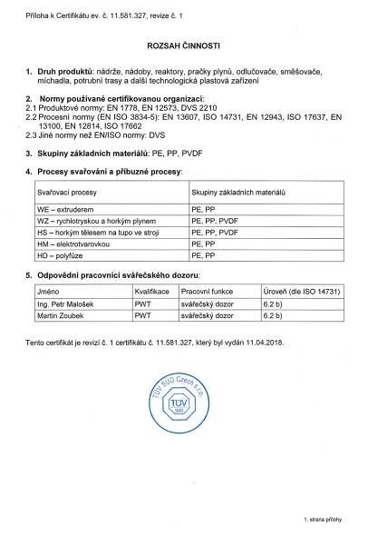 Certifikáty | Zomaplast