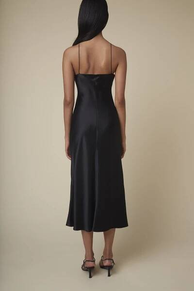 REFINE | The Carolyn | Silk Slip Dress in Black