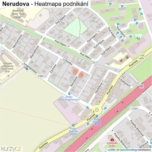 Mapa Nerudova - Firmy v ulici.