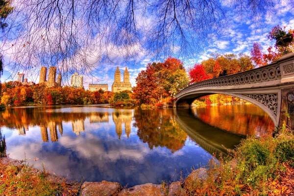 "scenic Fall City Landscape" Wallpaper
