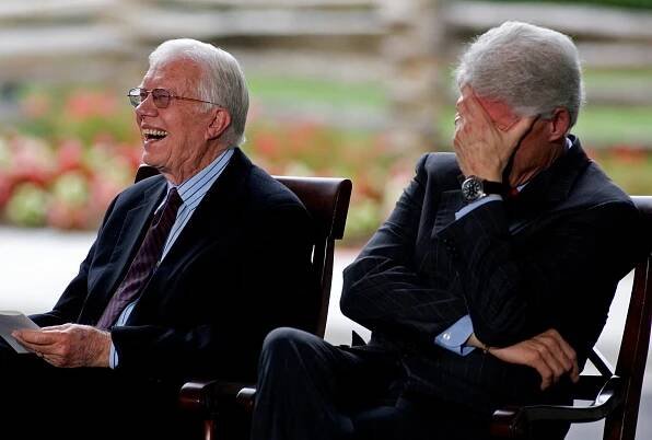 Former US presidents Carter and Clinton attend the Billy Graham Library Dedication in Charlotte
