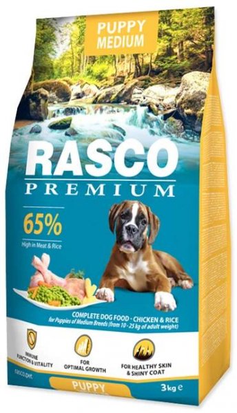 Rasco Premium Puppy Medium Kuře s rýží granule 3 kg