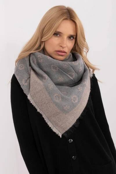 Hřejivá vzorovaná dámská šála model 70161 šedá+růžová
