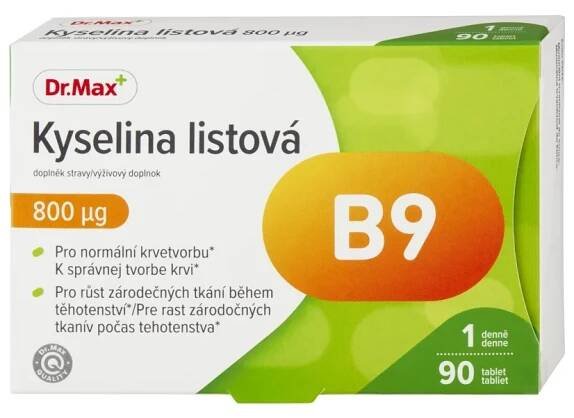 Dr. Max Kyselina listová 800 µg 1×90 tbl, výživový doplnok