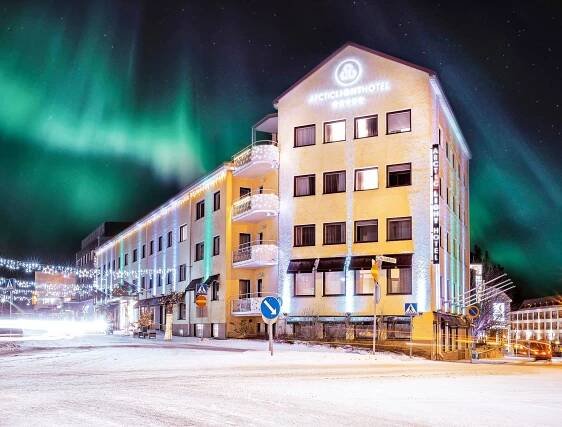 Pohled zvenku, Arctic Light Hotel in Rovaniemi