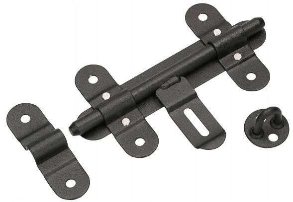 Zámek na bránu černý 150 mm kovová závora vrat garáž brána