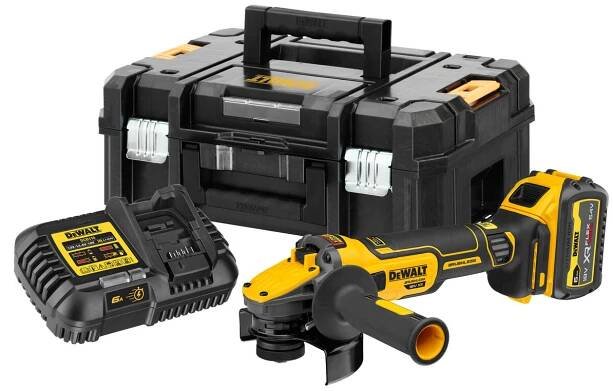 DeWalt DCG409T1 18V FVA bruska 125 mm, 1 x 6,0 Ah, kufr