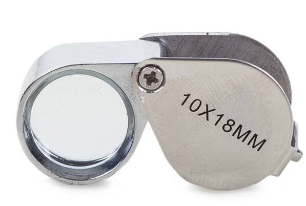 Verk 09003 Skládací mineralogická lupa - zvětšení 10 ×, průměr 18 mm