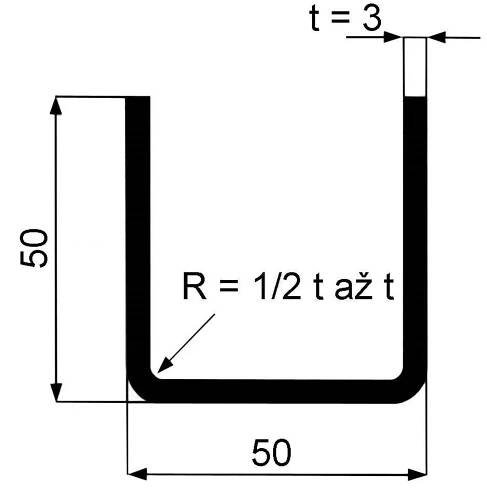 Jekl otevřený U 50×50×3 mm – 6 m | PRO-DOMA - Stavebniny PRO-DOMA | Váš dodavatel stavebních materiálů