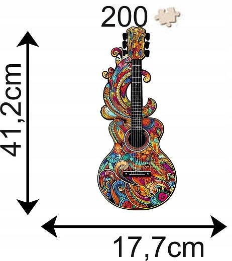 PUZZLE PRO DOSPĚLÉ VELKÉ 200 DÍLKŮ KYTARA DŘEVĚNÁ KRABIČKA Značka Pasjo24