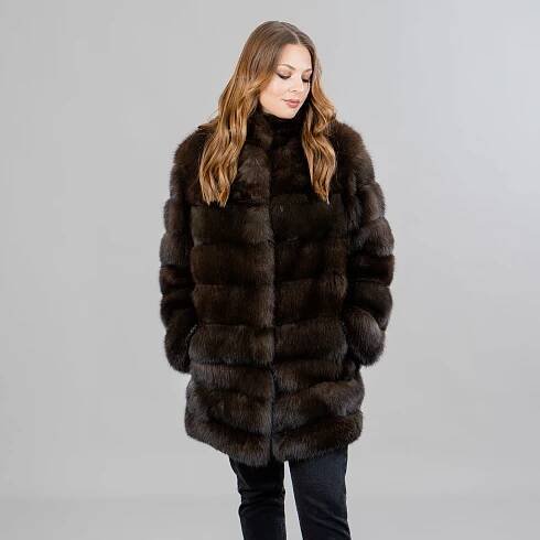 Brown sable fur coat