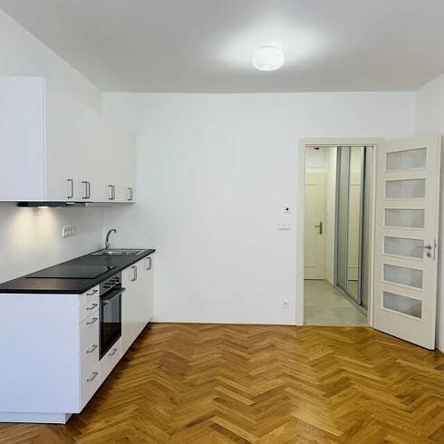 Fotografie nemovitosti - ŽÁDANÁ LOKALITA! Pronájem bytu 1+kk se sklepem, ul. Sudoměřská - Praha 3
