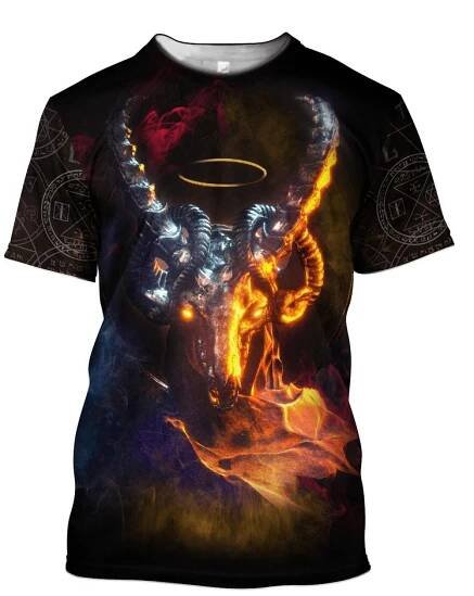 Satanic Skull Red Tattoo 3D celoplošný potisk Pánská trička Neformální trička s 0 výstřihem, krátkým rukávem, volným tričkem Unisex trička Street Trička
