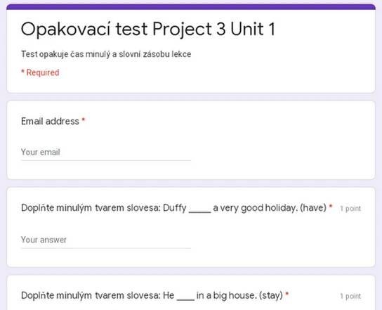 Opakovací test Project 3 Unit 1