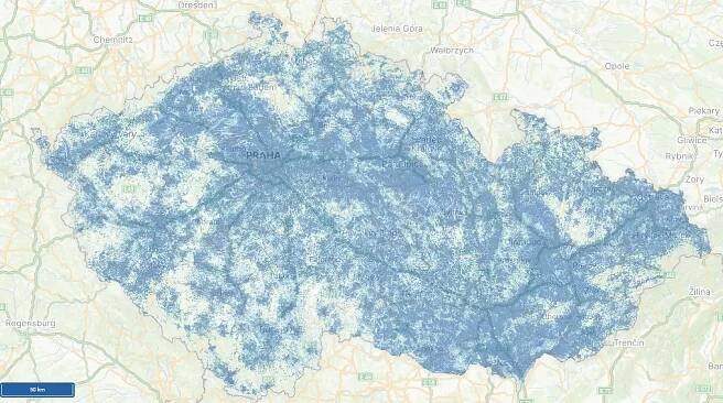 Mapa pokrytí 5G O2