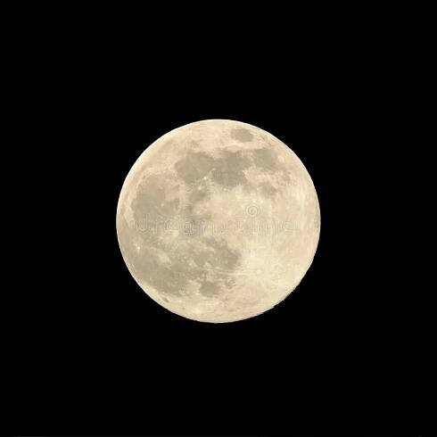 Close up of a super moon in August 2014 against a black background stock photo