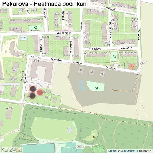 Mapa Pekařova - Firmy v ulici.