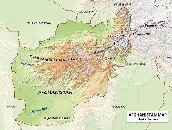 Afghanistan Physical Map