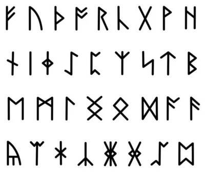 Sada severských run. Sbírka islandských symbolů. Vikingská abeceda. Keltské znamení. Magické runy. — Stock obrázek