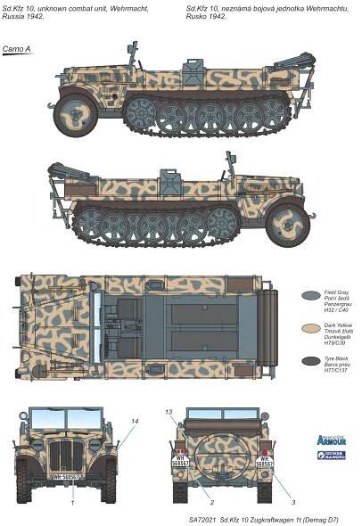 Sd.Kfz 10 Zugkraftwagen 1t (Demag D7) 1/72 | Special Hobby - výrobce slepovacích modelů