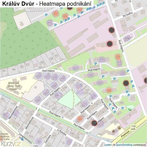 Mapa Králův Dvůr - Firmy v části obce.