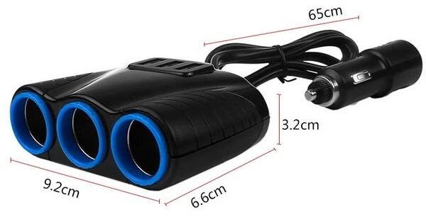Rozbočovač do autozapalovače 3xCL 120W s nabíječkou 3x USB 3,1A s kabelem