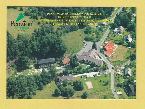 okr. Jeseník - HORNÍ LIPOVÁ - penzion,Pod Smrkem" letecký záběr- JAS