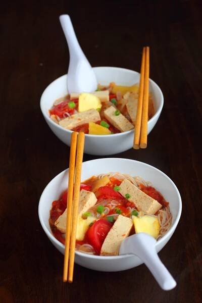 Vegan Vietnamese Tamarind Pineapple Soup - Canh Chua Chay