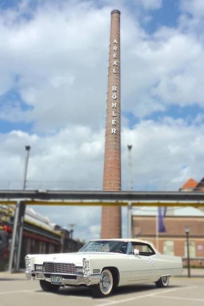 Unser Cadillac Convertible im Areal Böhler Düsseldorf Heerdt hochzeitslocation