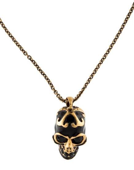 Alexander McQueen Enamel Skull Pendant Necklace