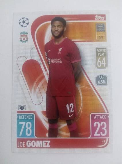 Fotbalová kartička - Joe Gomez - Liverpool FC