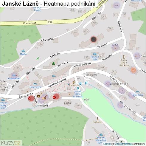 Mapa Janské Lázně - Firmy v části obce.