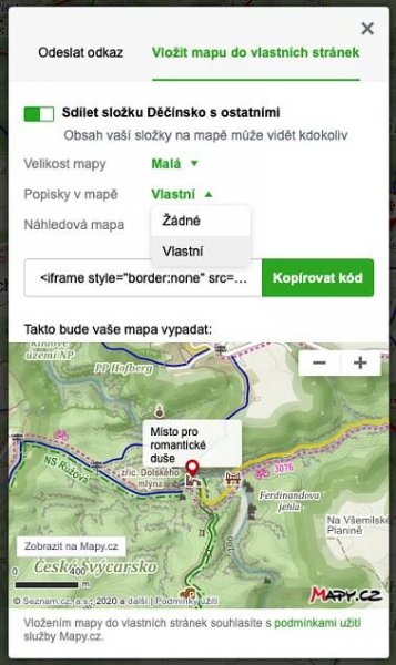 IFrame - vložení mapy do vlastních stránek - Developer Mapy