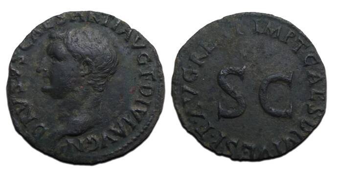 DRUSUS AS -  AS struck under Titus RESTITUTION COIN rare (JUL2423)