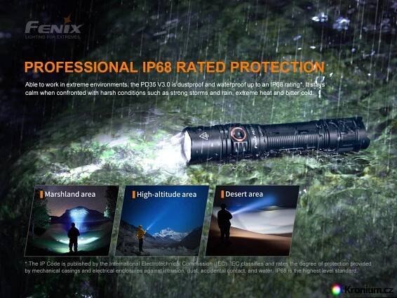 Fenix PD35V30 - LED Nabíjecí svítilna LED/USB/2xCR123A IP68 1700 lm 230 h 2600 mAh