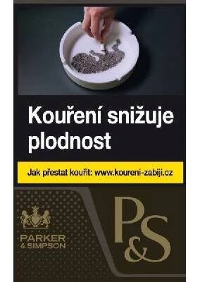 Kartonové balení měkká krabička cigarety s filtrem Parker & Simpson P&S Black Soft R 153 Kč 10x20ks